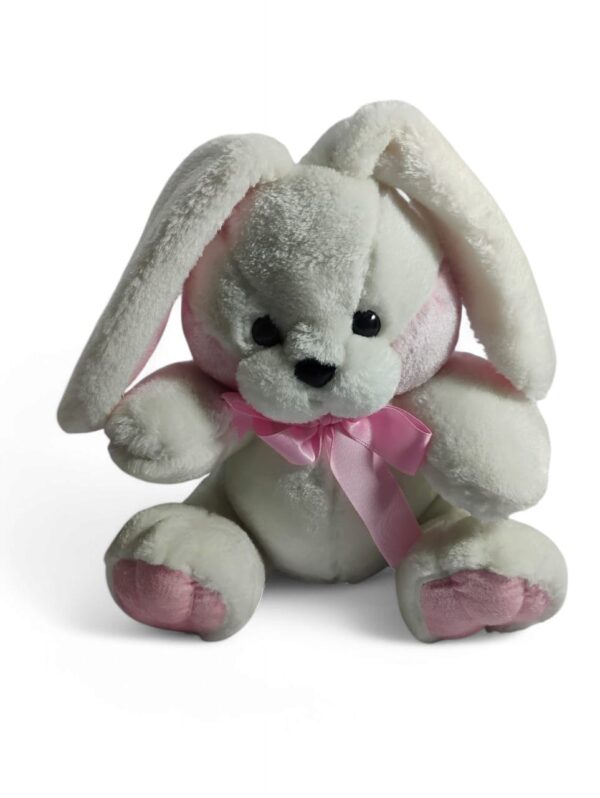 Toy2Meet Plush Bunny Stuffed Animal, Grey and Pink, Soft Rabbit with Bow,
