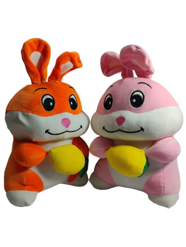 Plush Bunny Stuffed Animal, Orange and White, with Carrot, Soft Toy for Kids (Pink)