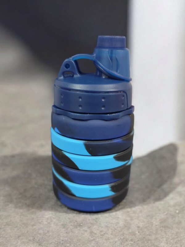 Collapsible Water Bottle with Carabiner, Multi-Colour Design, Pack-1