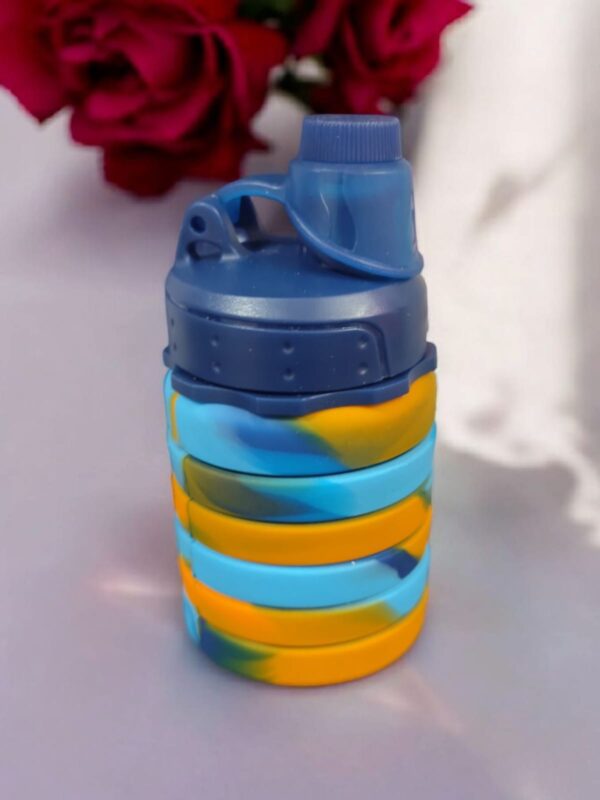 Collapsible Water Bottle with Carabiner, Multi-Colour Design, Pack-1