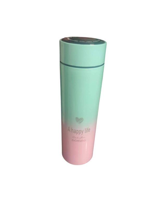 Roll over image to zoom in    Insulated Travel Tumbler, Mint Green and Pink Gradient, 'A Happy Life' Design for Girls/Boyfriends/Wifes/Girlfriends/and Kids giffted for Special Days