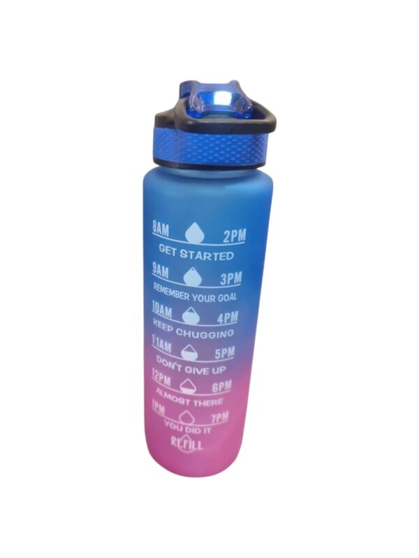 Motivational Water Bottle with Time Markers, 32 oz, Gradient Yellow-Purple, Hourly Hydration Tracker