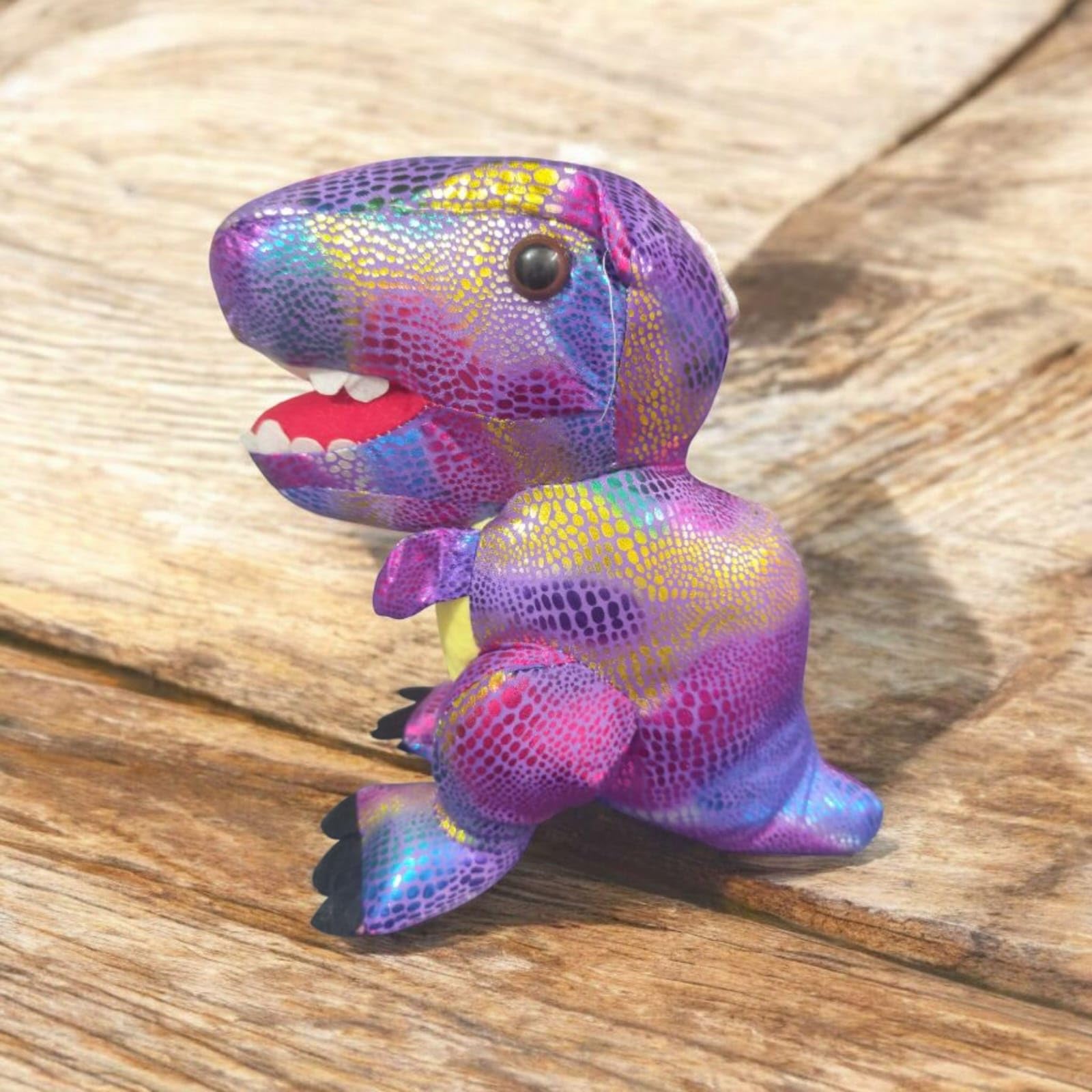 Plush Dinosaur T-Rex Stuffed Animal, Iridescent Rainbow Colours, Soft Toy